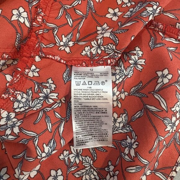 Banana Republic‎ Red Floral Print Strappy Flounce Belted Midi Sundress SZ 10-12 - Picture 11 of 14